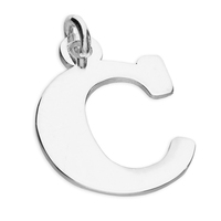 Sterling Silver Pendant Medium Flat Serif Initial C