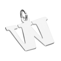 Sterling Silver Pendant Medium Flat Serif Initial W