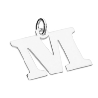 Sterling Silver Pendant Medium Flat Serif Initial M