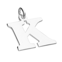 Sterling Silver Pendant Medium Flat Serif Initial K