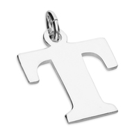 Sterling Silver Pendant Medium Flat Serif Initial T