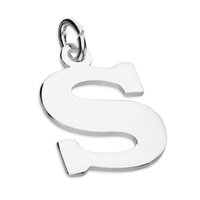 Sterling Silver Pendant Medium Flat Serif Initial S