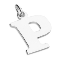Sterling Silver Pendant Medium Flat Serif Initial P