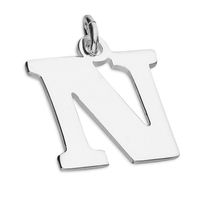 Sterling Silver Pendant Medium Flat Serif Initial N