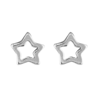 Sterling Silver Earring Small star outline stud