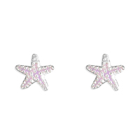 Sterling Silver Earring Purple enamel starfish stud