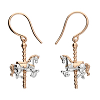 Sterling Silver Earrings Two-tone rose gold-plated carousel horse hook-in drop