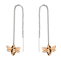 Sterling Silver Earrings Rose gold-plated baby bee pull-through