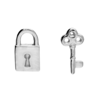 Sterling Silver Earring Tiny key and padlock stud
