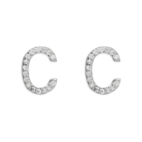 Sterling Silver Earring Mini C Initial CZ stud earring