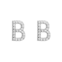 Sterling Silver Earring Mini B Initial CZ stud earring