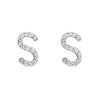 Sterling Silver Earring Mini S Initial CZ stud earring