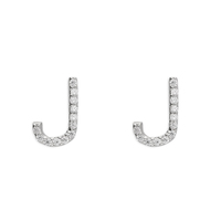 Sterling Silver Earring Mini J Initial CZ stud earring