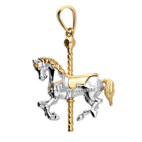 Sterling Silver Pendant Two-tone yellow gold-plated carousel horse