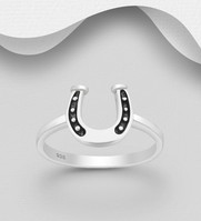 Sterling Silver Oxidized Horseshoe Ring