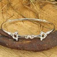 Sterling Silver Horse Snaffle Bangle 05