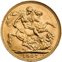 1907 Gold Full Sovereign Edward VII London (SOLD)
