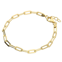 Sterling Silver Bracelet 8" Yellow Gold-Plated Paper Clip Chain