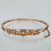 Pre-Owned Seed Pearl and 14ct Yellow Gold Bangle - Antique Circa 1890 (SOLD)