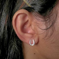 Sterling Silver Earring Half twist, half cubic zirconia horseshoe stud