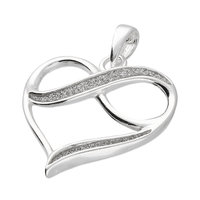 Sterling Silver Pendant Laser diamond cut open infinity heart