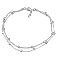 Sterling Silver Anklet 10" double beaded chain