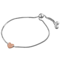 Sterling Silver Bracelet 2-tone small heart slider