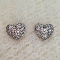 9ct White Gold Domed Heart Stud Earrings