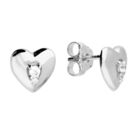 Sterling Silver Earring Graduated white cubic zirconia heart stud