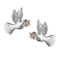 Sterling Silver Earring Two-tone dove of peace stud