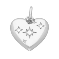 Sterling Silver Pendant Star set cubic zirconia heart
