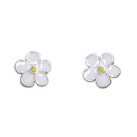 Sterling Silver Earring White enamel flower stud