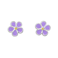 Sterling Silver Earring Lavender enamel flower stud