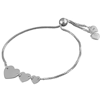 Sterling Silver Bracelet Triple plain heart slider