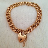 15ct Rose Gold Heavy Bracelet & Padlock
