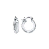 Sterling Silver Round Cubic Zirconia Eternity Hoop Earrings 17mm