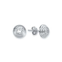 STERLING SILVER ROUND CZ SOLITAIRE STUD EARRINGS 4mm