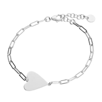 Sterling Silver Bracelet 16.5-19cm chain link with flat heart extender bracelet