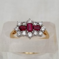 18ct Yellow Gold  Ruby & Diamond 0.40ct Cluster Ring (Sold)