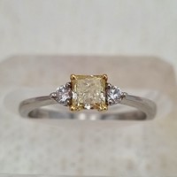 Pre-Owned Platinum & Yellow (Canary) Diamond Trilogy Ring