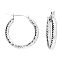 Sterling Silver Earring 22mm Snake skin hinged hoop with creole fitting