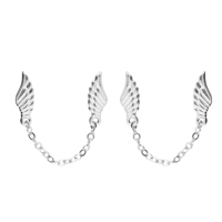 Sterling Silver Earring Double wing stud and chain drop
