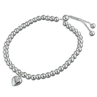 Sterling Silver Bracelet Bead slider with heart charm