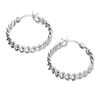Sterling Silver Earring 20mm chain link creole hoop