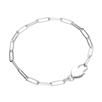 Sterling Silver Bracelet 7.5" large heart padlock clasp on chain