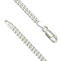 Sterling Silver Bracelet 18.5cm/7.25in heavy diamond-cut curb