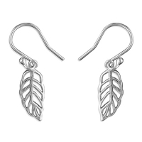 Sterling Silver Earring Leaf outline hook-in drop