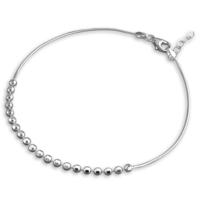 Sterling Silver Anklet 25cm/10in snake with facetted beads