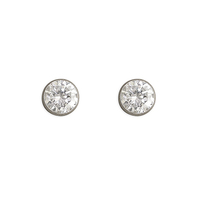 9 Carat Gold Earring White gold 5mm cubic zirconia rub-over stud