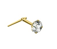 9CT GOLD CRYSTAL SOLITAIRE CLAW SET ANDRALOK HINGED NOSE STUD 3MM